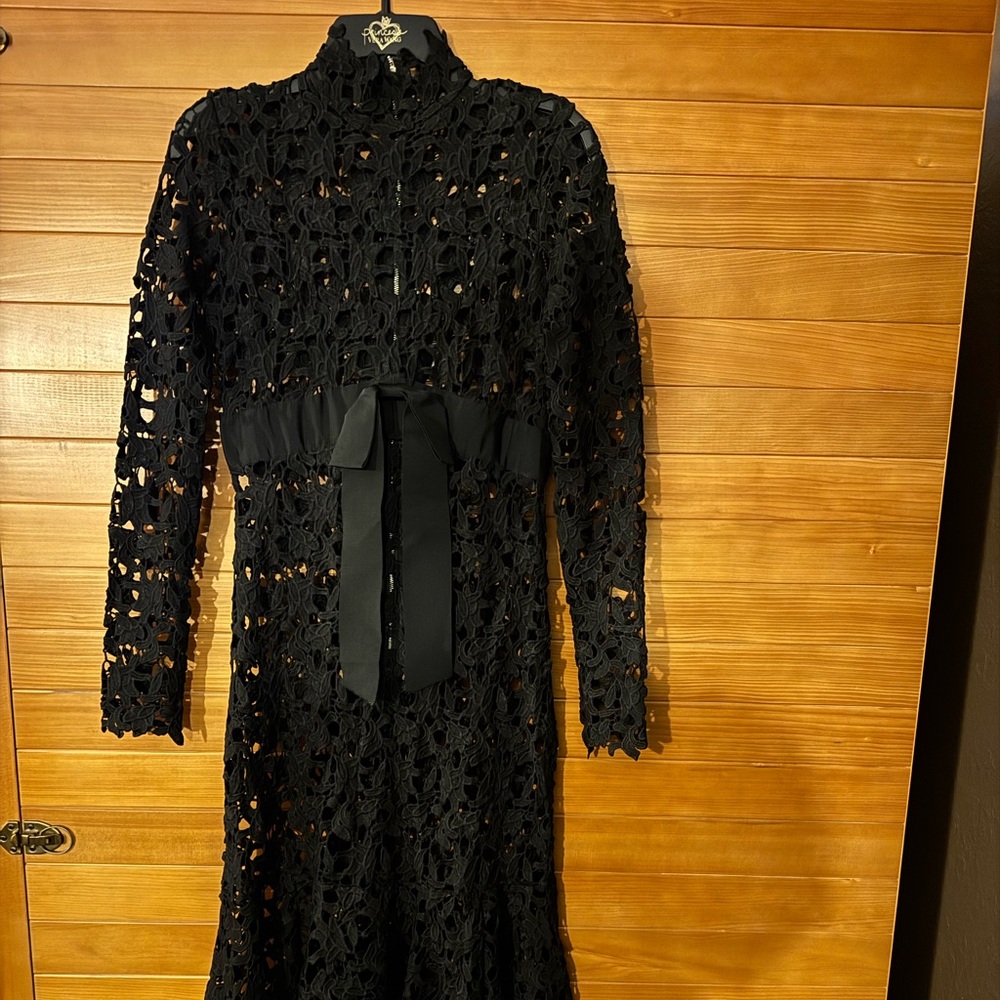 Black Long Dress w/Ribbon Bow.  New without tags